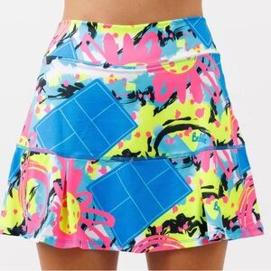 Pickleball Bella | PB Drop Pleat Skort Open Play Bright Neon Pink Blue Sz S